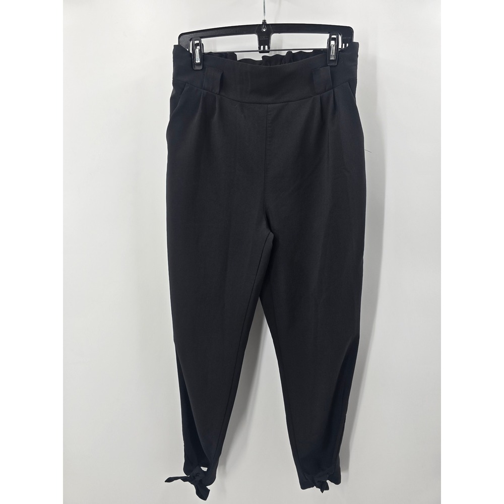 Grace Karin Pants Womens XL Black Paperbag Waist Tapered with Tie Ankle